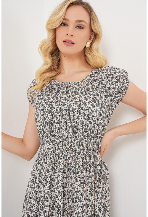 Kadın Yakası Büzgü Detaylı Elbise 2544