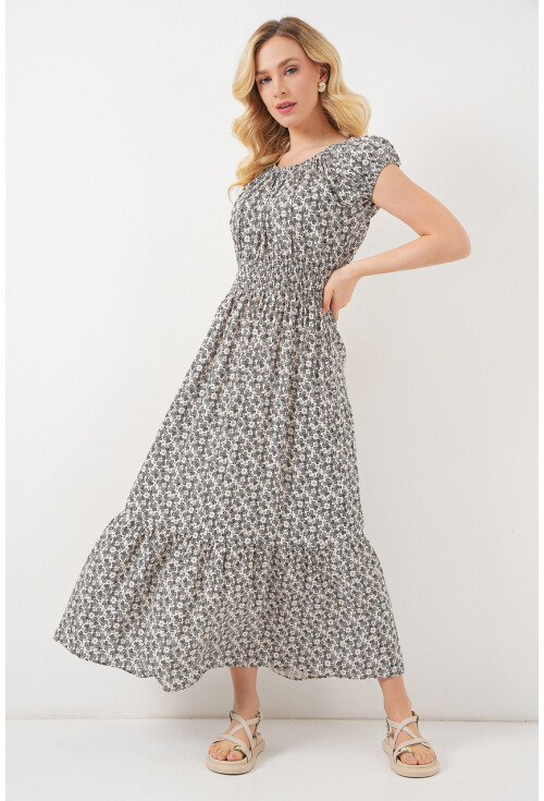 Kadın Yakası Büzgü Detaylı Elbise 2544