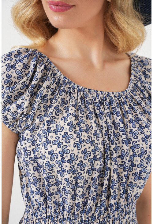 Kadın Yakası Büzgü Detaylı Elbise 2544