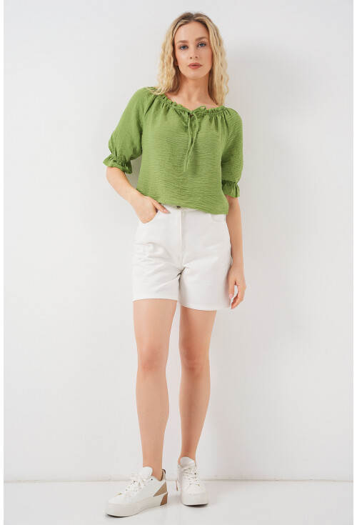 Kadın Yakası Fırfır Detaylı Bluz 959