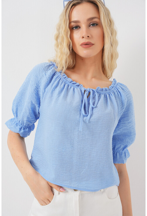 Kadın Yakası Fırfır Detaylı Bluz 959