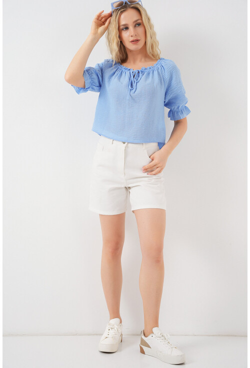 Kadın Yakası Fırfır Detaylı Bluz 959