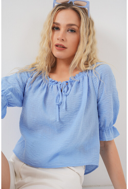 Kadın Yakası Fırfır Detaylı Bluz 959