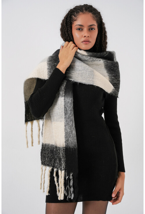 Kadın Yumuşak Dokulu Kalın Şal Atkı 15951