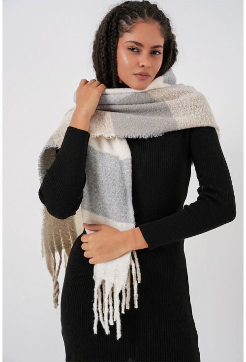 Kadın Yumuşak Dokulu Kalın Şal Atkı 15951