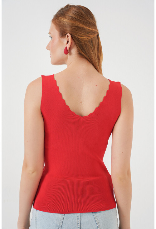 Kadın Zikzaklı V Yaka Bluz 15930