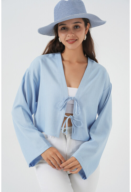 Önü Bağlamalı Keten Kimono 960