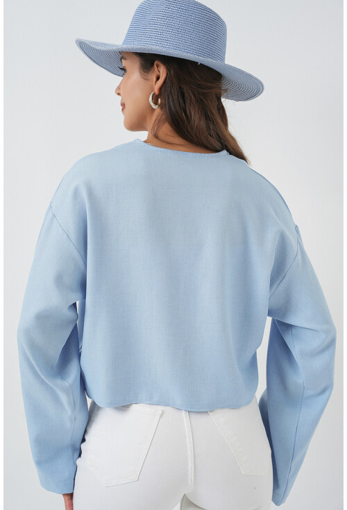 Önü Bağlamalı Keten Kimono 960