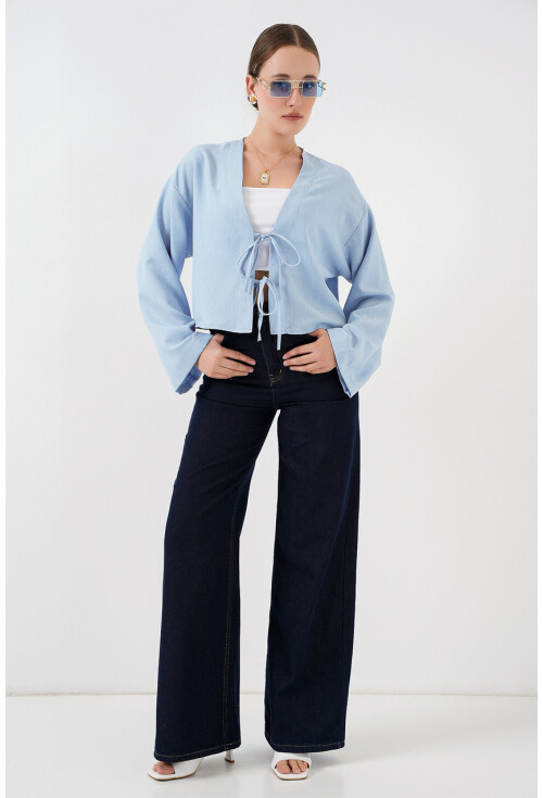 Önü Bağlamalı Keten Kimono 960