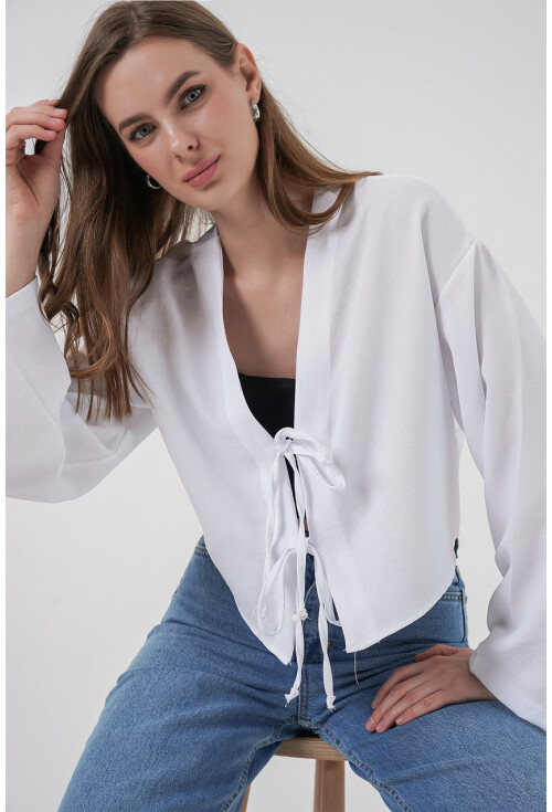 Önü Bağlamalı Keten Kimono 960