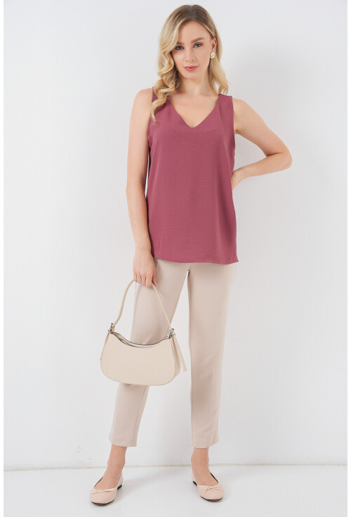 V Yaka Sıfır Kol Bluz 950