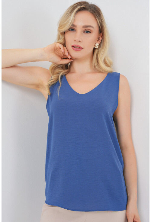 V Yaka Sıfır Kol Bluz 950