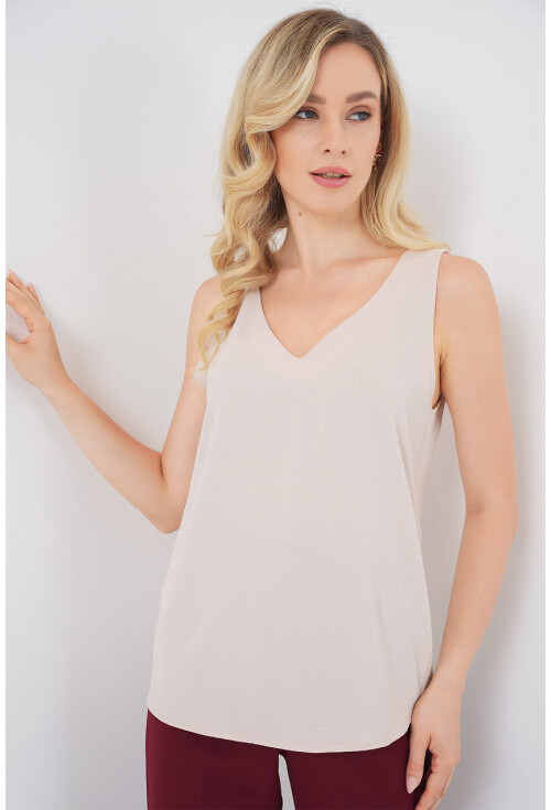 V Yaka Sıfır Kol Bluz 950