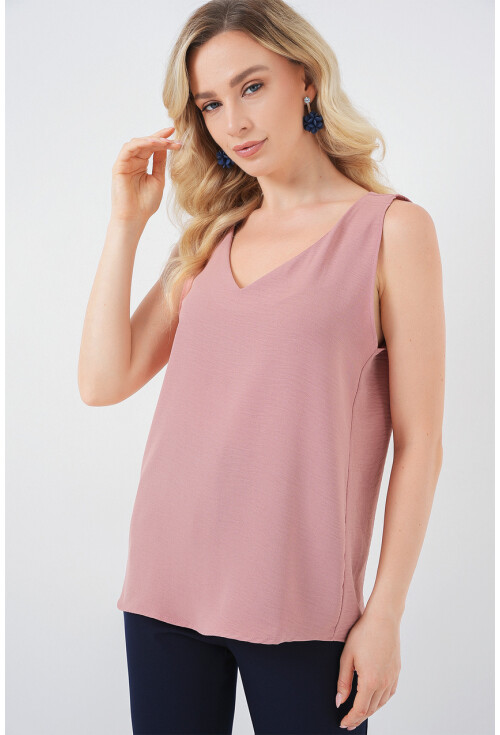 V Yaka Sıfır Kol Bluz 950