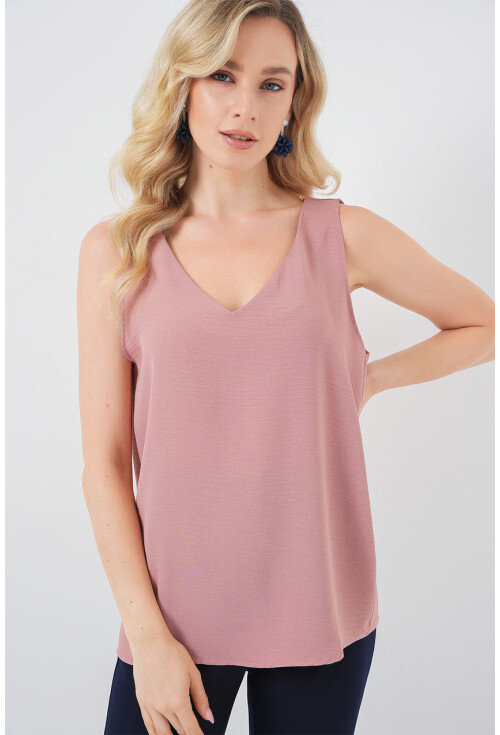 V Yaka Sıfır Kol Bluz 950