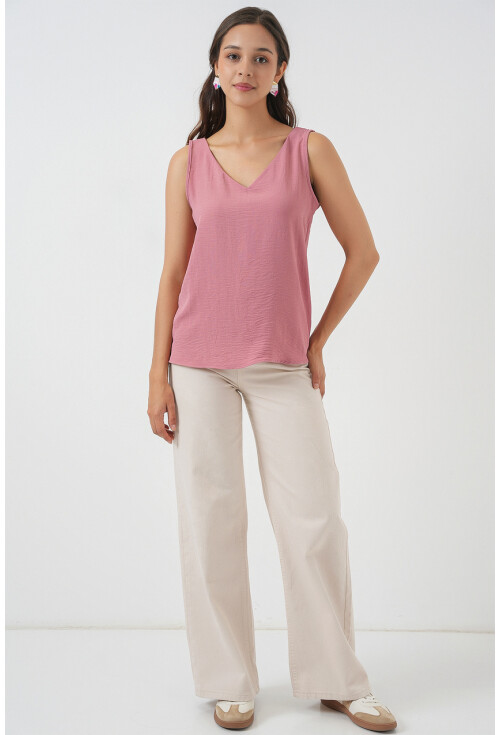 V Yaka Sıfır Kol Bluz 950