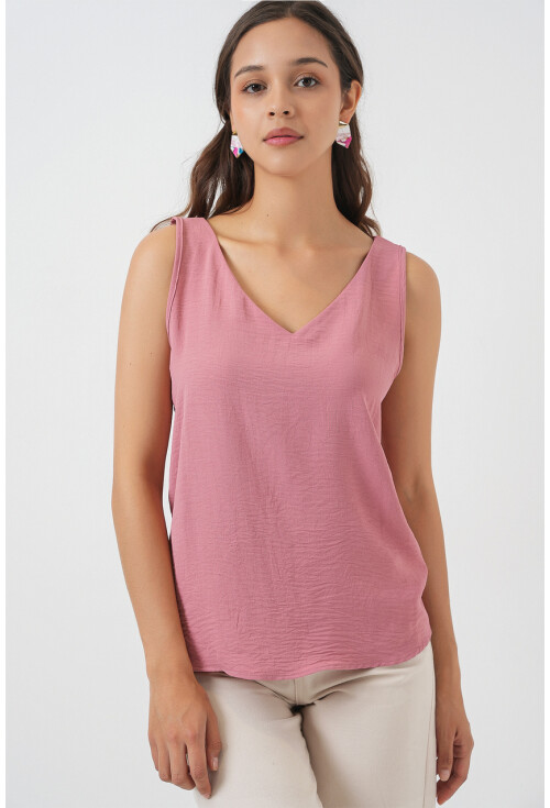 V Yaka Sıfır Kol Bluz 950