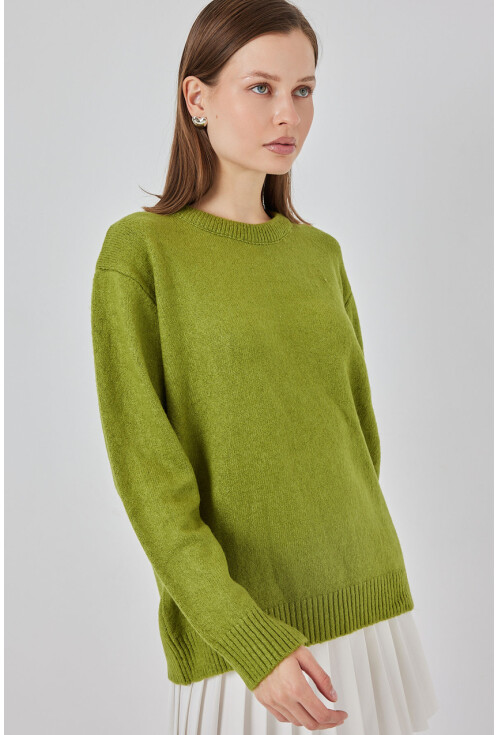 15895 Baklava Desenli Oversize Triko Kazak