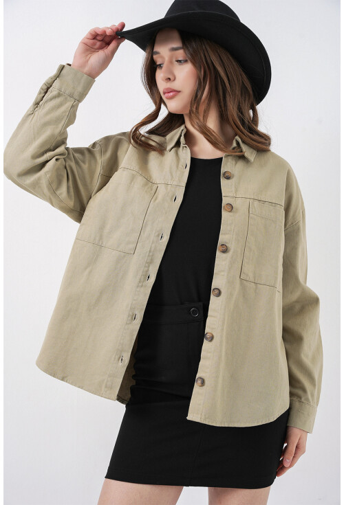 20192 Oversize Gabardin Gömlek Ceket