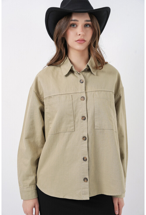 20192 Oversize Gabardin Gömlek Ceket