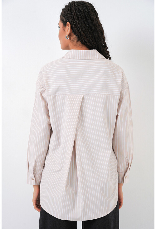 20205 Çizgili Oversize Gömlek