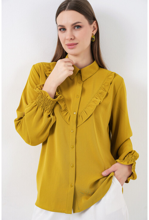 20223 Fırfırlı Uzun Kol Gömlek