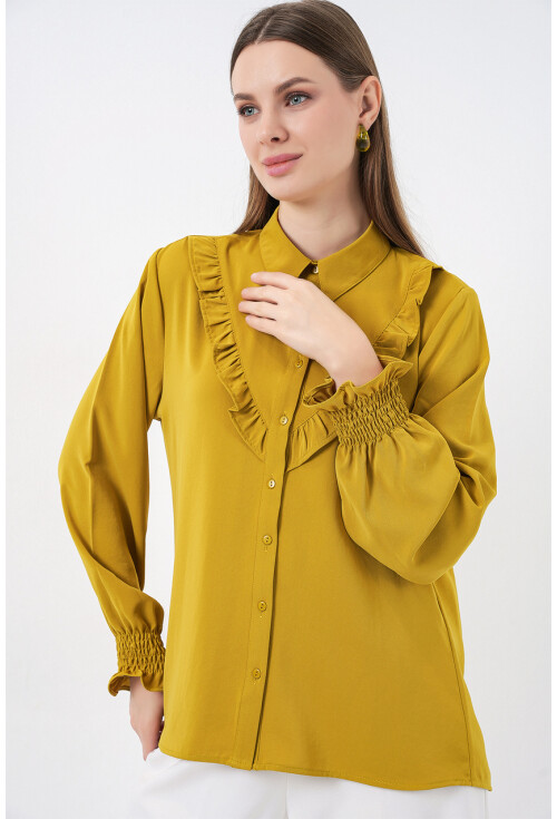 20223 Fırfırlı Uzun Kol Gömlek