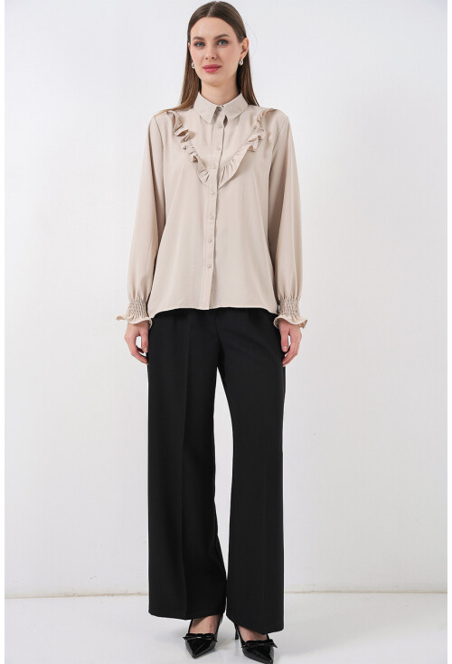 20223 Fırfırlı Uzun Kol Gömlek