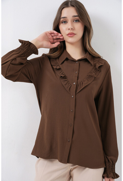 20223 Long Sleeve Shirt With Ruffles