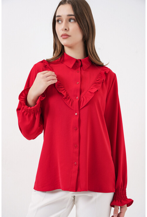 20223 Long Sleeve Shirt With Ruffles