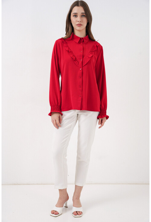 20223 Long Sleeve Shirt With Ruffles