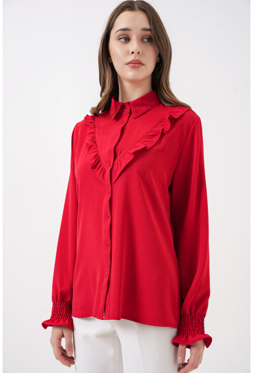 20223 Long Sleeve Shirt With Ruffles