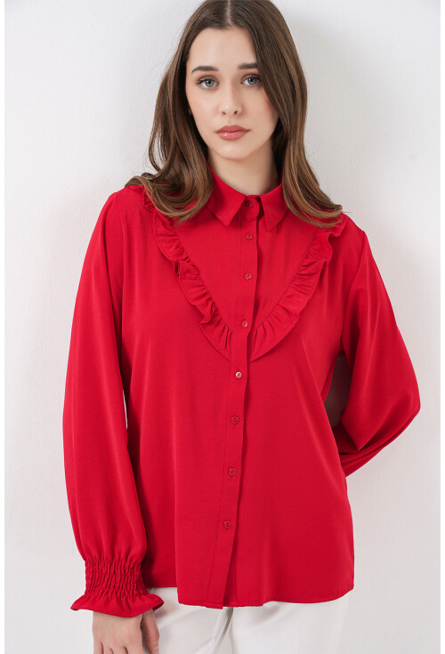 20223 Long Sleeve Shirt With Ruffles