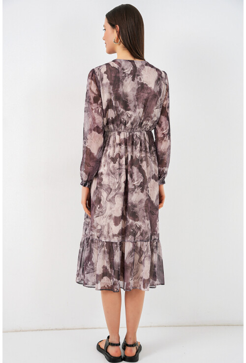 2137 Patterned Chiffon Dress