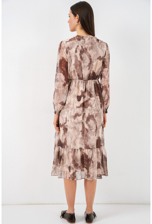 2137 Desenli Şifon Elbise