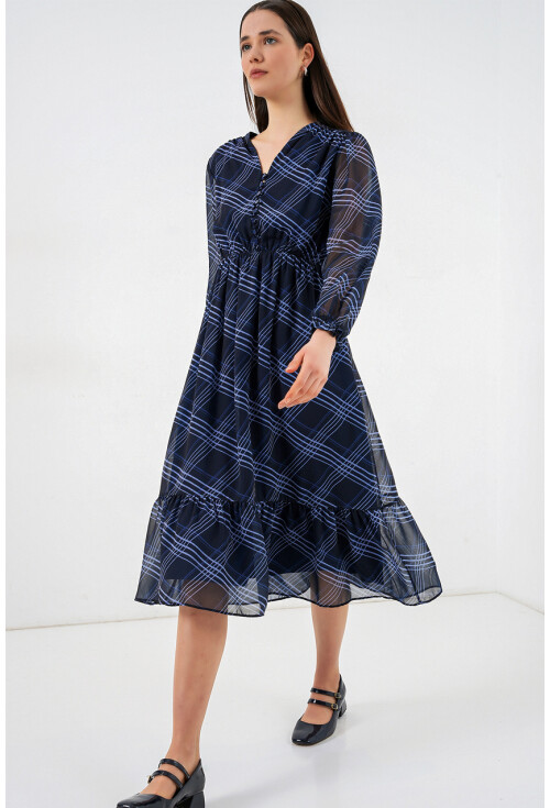 2137 Patterned Chiffon Dress