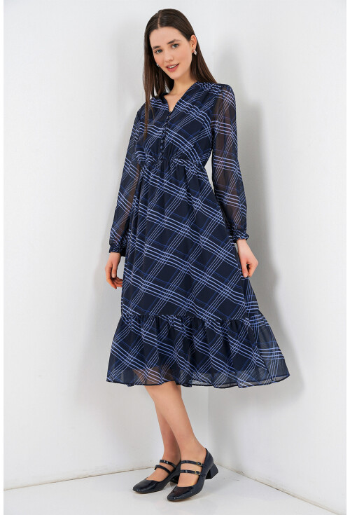 2137 Patterned Chiffon Dress