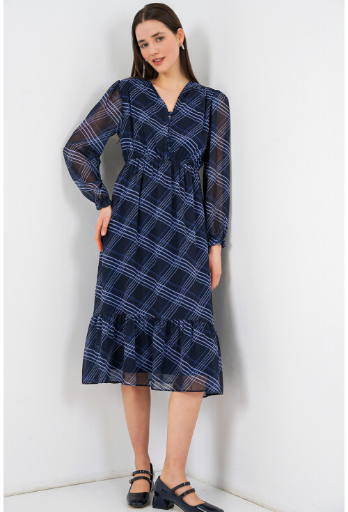 2137 Patterned Chiffon Dress