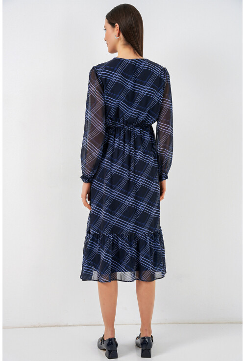 2137 Patterned Chiffon Dress