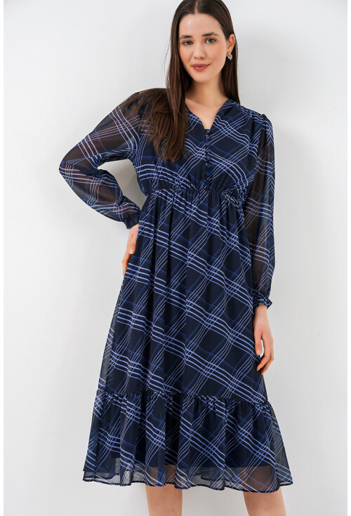 2137 Patterned Chiffon Dress
