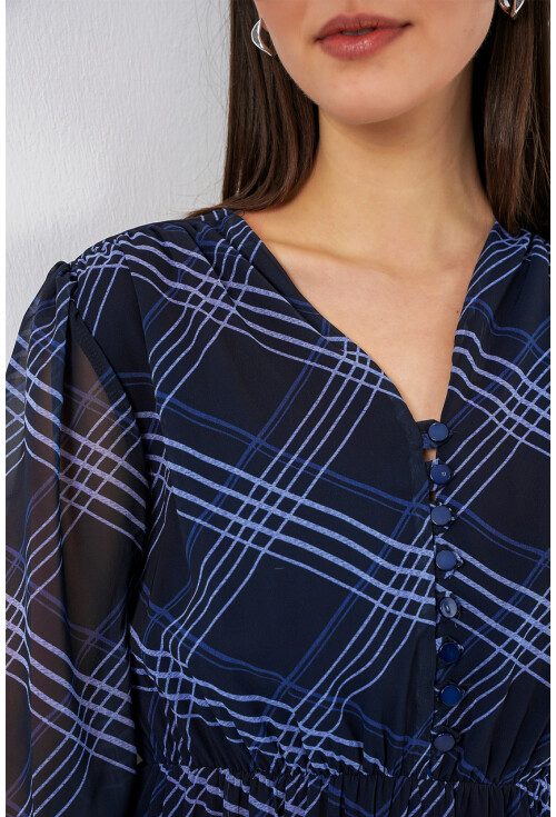 2137 Patterned Chiffon Dress