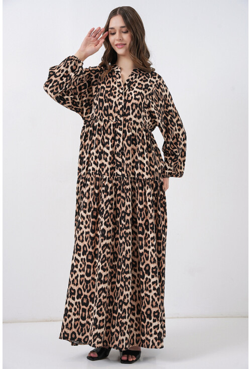 2423 Otantik Desenli Elbise