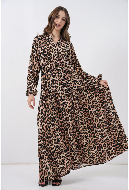 2423 Otantik Desenli Elbise