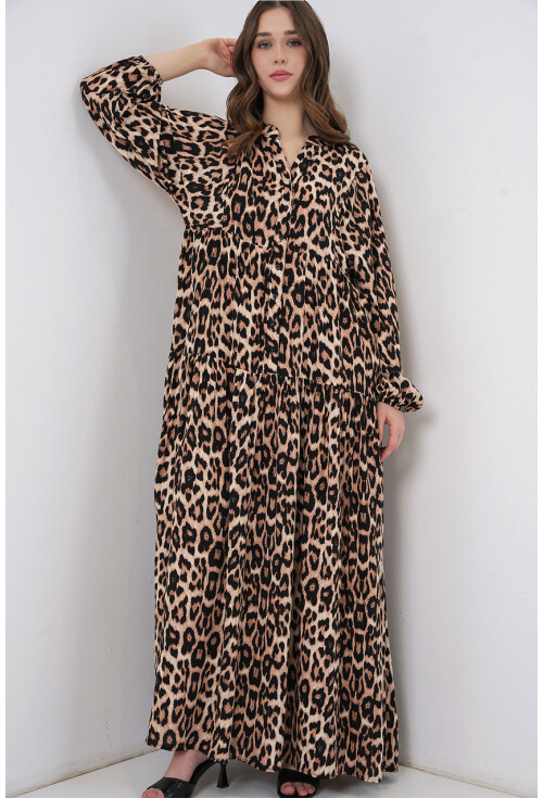 2423 Otantik Desenli Elbise