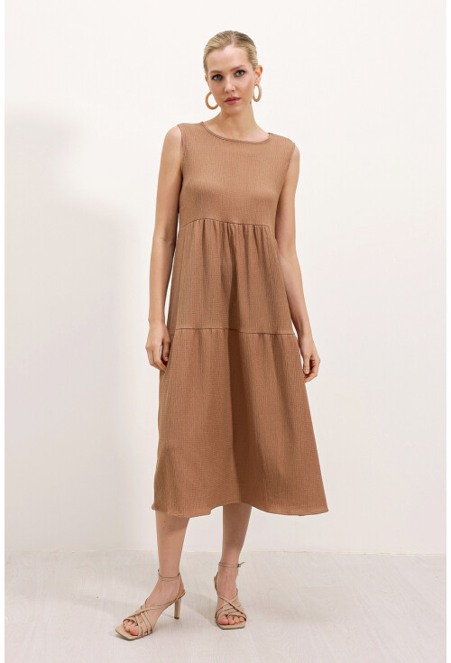 2448 Sıfır Kol Uzun Örme Elbise