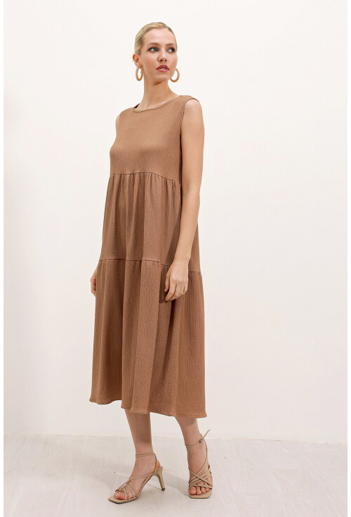 2448 Sıfır Kol Uzun Örme Elbise