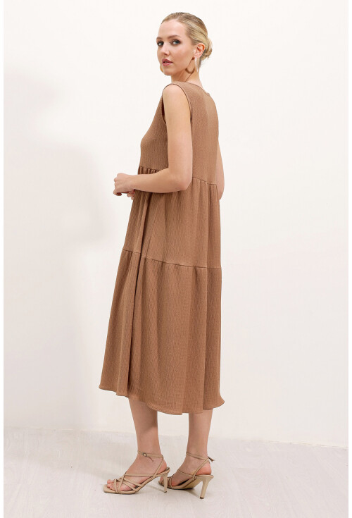 2448 Sıfır Kol Uzun Örme Elbise