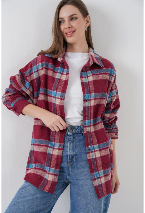 3854 Ekose Desen Çift Cepli Gömlek