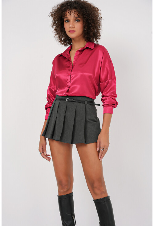 3985 Oversize Saten Gömlek