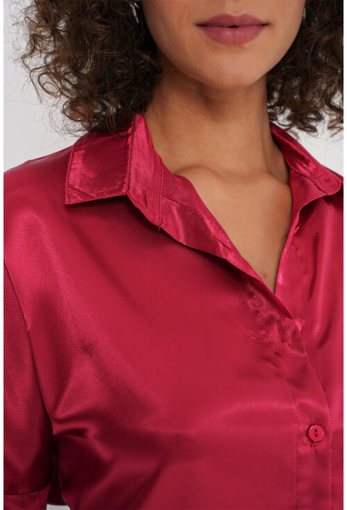 3985 Oversize Saten Gömlek